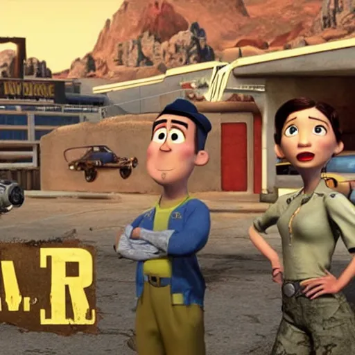 Image similar to a pixar movie about fallout new vegas