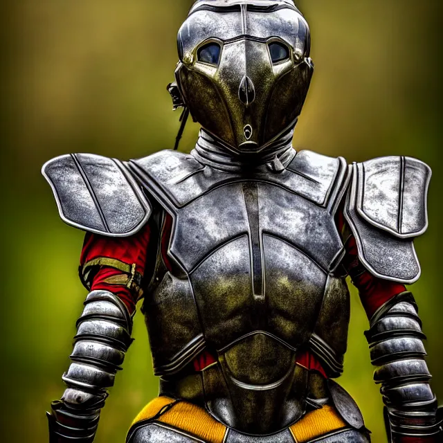 Image similar to warrior with wasp armour, highly detailed, 8 k, hdr, smooth, sharp focus, high resolution, award - winning photo