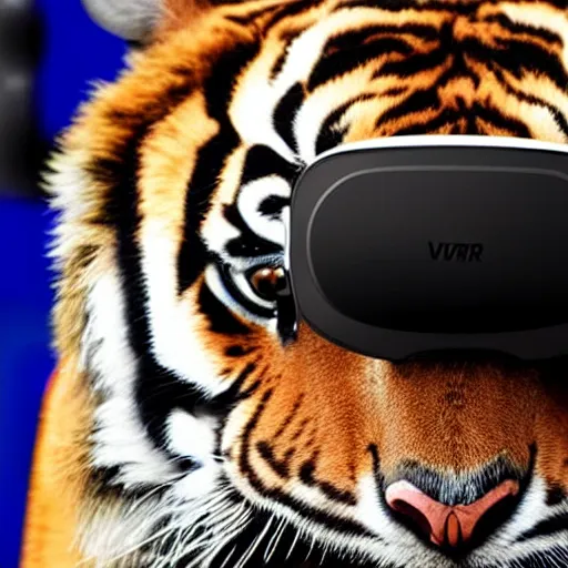 Image similar to a tiger wearing a vr headset