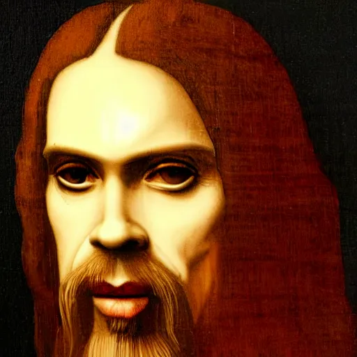 Prompt: nick cave painted by leonardo da vinci