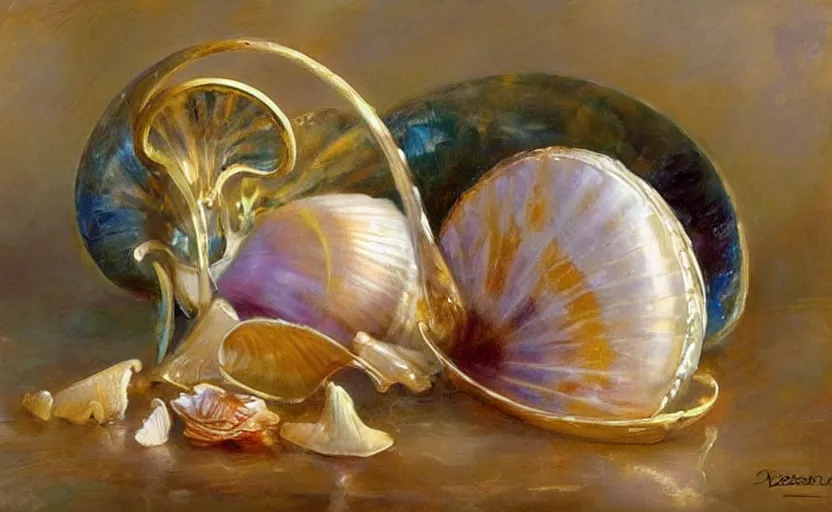 Image similar to Beautiful alchemy seashell. By Konstantin Razumov, highly detailded