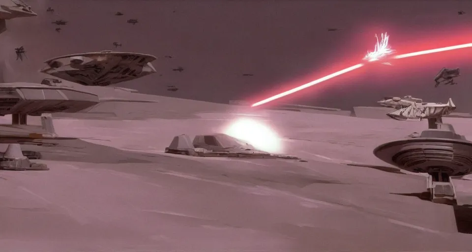 Image similar to film still from star wars, ralph mcquarrie, george lucas, octane