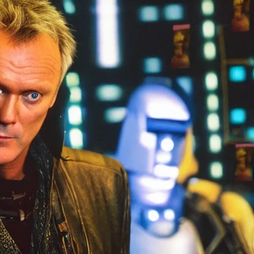 Image similar to Anthony Head as Cyberpunk Uther