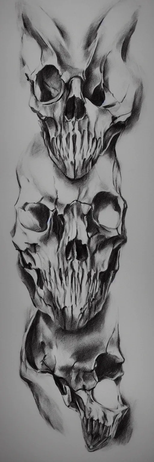 Image similar to Charcoal fine art sketch, animal skull