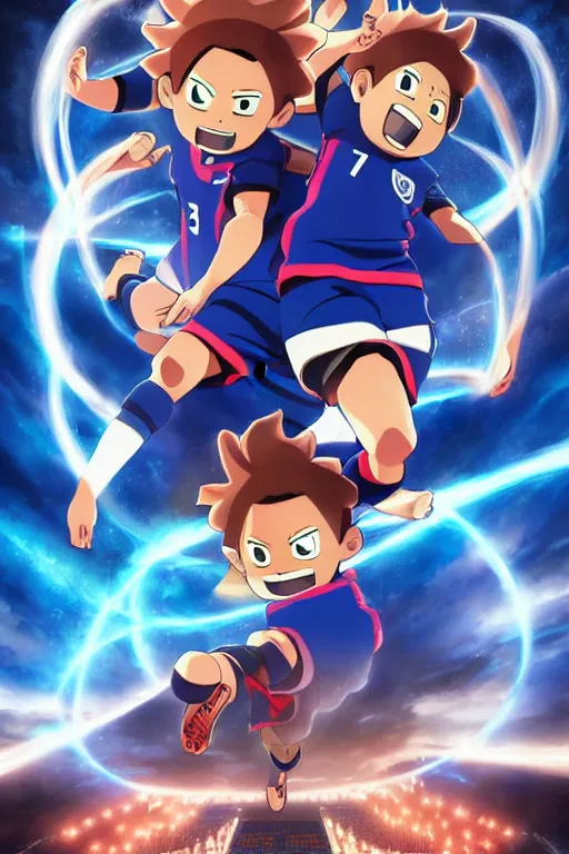 Image similar to inazuma eleven movie poster, by nuri iyem, james gurney, james jean, greg rutkowski, anato finnstark. pixar. hyper detailed, 5 0 mm, award winning photography, perfect faces