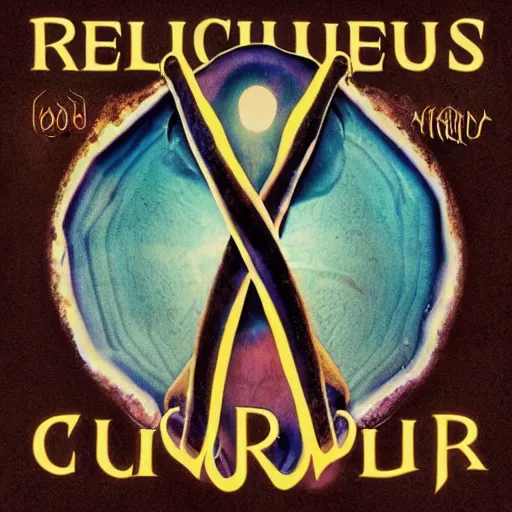 Prompt: religious cult for a cerulean oyster metal album cover