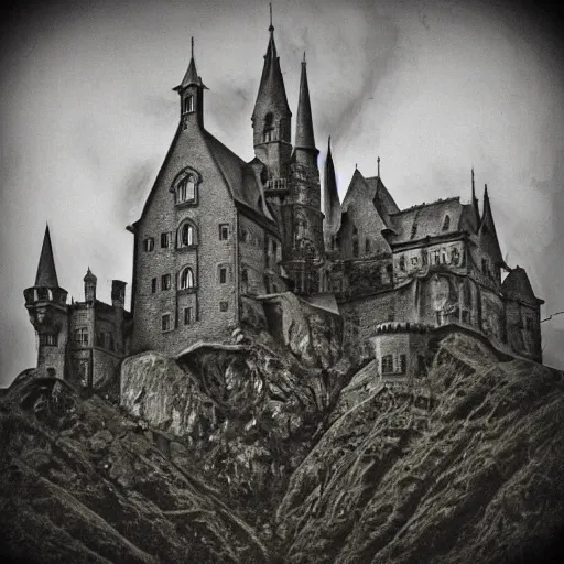 Prompt: scary gothic castle landscape