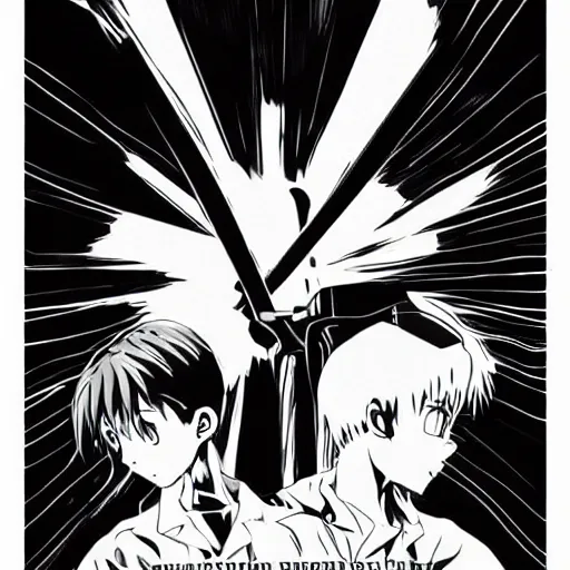 Image similar to highly detailed black and white neon genesis evangelion directed by david lynch poster eraser head