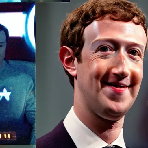 Image similar to mark zuckerberg as brent spiner in star trek