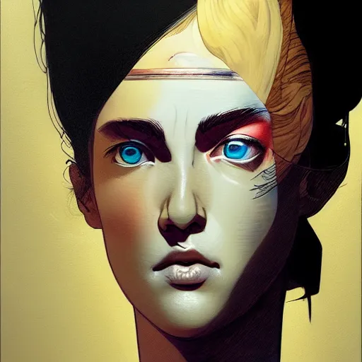 Image similar to prompt : female nicolas cage illustration portrait soft light painted by james jean and katsuhiro otomo and erik jones, inspired by evangeleon anime, smooth face feature, intricate oil painting, high detail illustration, sharp high detail, manga and anime 1 9 9 9