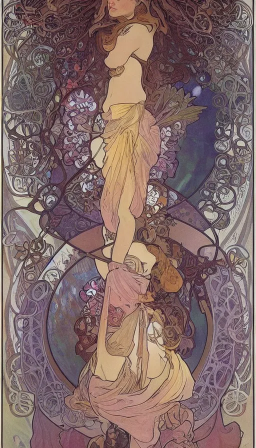 Prompt: fantasy art by Alfons Mucha,beautiful,high quality,masterpiece,incredible,pretty,gorgeous,stunning,appealing,4k,detailed,intricate,coherent symmetrical,fullbody,full body,face