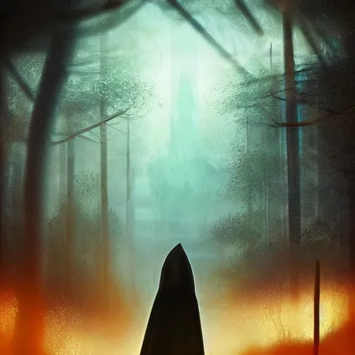 Image similar to high contrast, distant hooded figures, hdr, luminescent invocations, diffuse magic, movie still, intricate highly detailed mystical prisms, fully photorealistic, artstation, beautiful concept art, smoothened, sharp luminescent focus, nd 6, sony fx 6