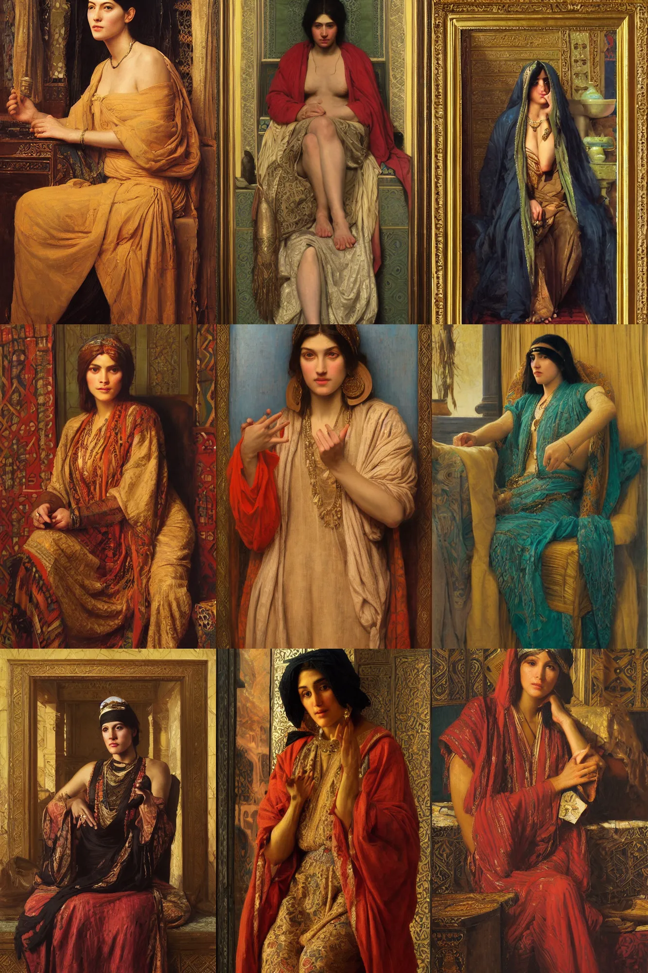 Prompt: orientalism portrait of an oracle by edwin longsden long and theodore ralli and nasreddine dinet and adam styka, masterful intricate art. oil on canvas, excellent lighting, high detail 8 k