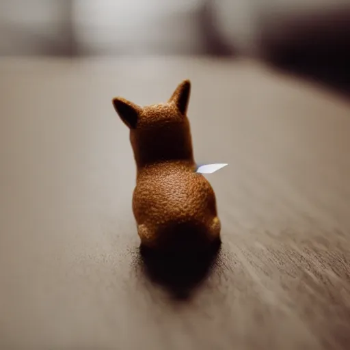 Image similar to close up photo of a tiny shiba inu riding a paper plane, cinematic, shallow dof, 3 5 mm, 4 k, macro