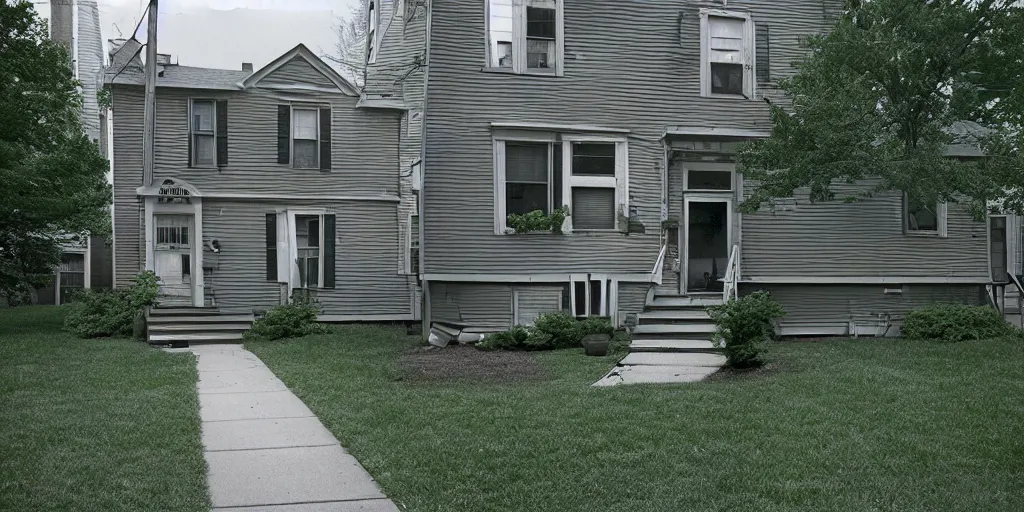 Prompt: google street view of ( 3 2 0 dempster street evanston illinois ), by gregory crewdson