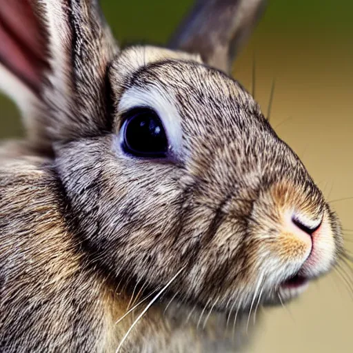 Prompt: extreme closeup of a rabbit, macro photography