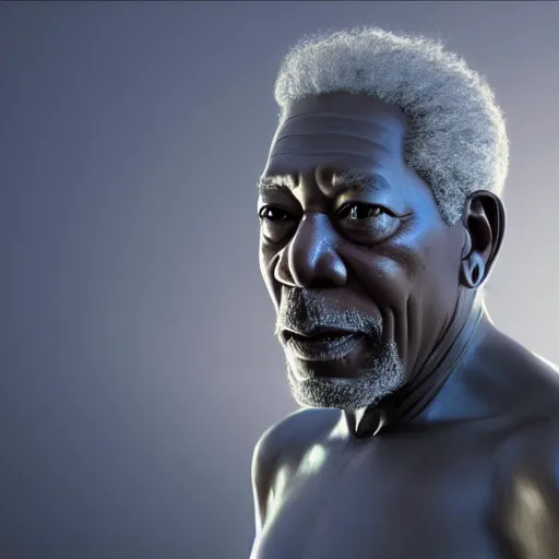 Prompt: Morgan Freeman as the Silver Surfer, octane render