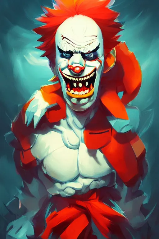 Image similar to wacky insane clown, video game character design , 2d game fanart, mobile game, behance hd by Jesper Ejsing, by RHADS, Makoto Shinkai and Lois van baarle, ilya kuvshinov, rossdraws global illumination