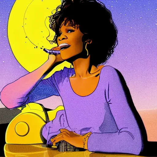 Image similar to whitney houston retro minimalist portrait! moebius starwatcher comic by jean giraud, portrait 8 k