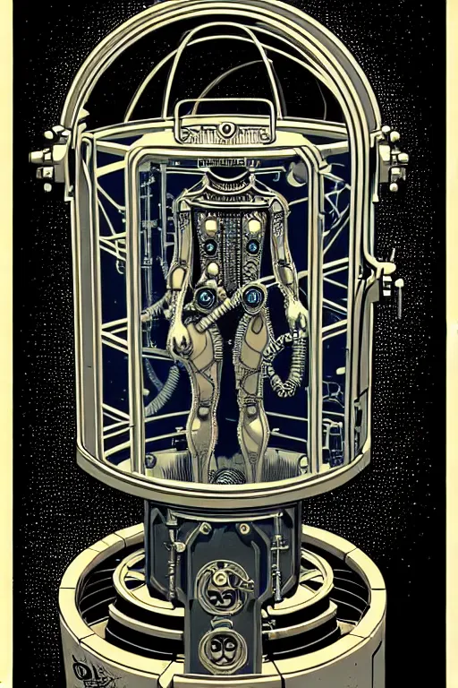 Prompt: steampunk cryo chamber containing an cyclops, high details, intricately detailed, by vincent di fate, inking, 3 color screen print, masterpiece, trending on artstation,, sharp, details, hyper - detailed, hd, 4 k, 8 k