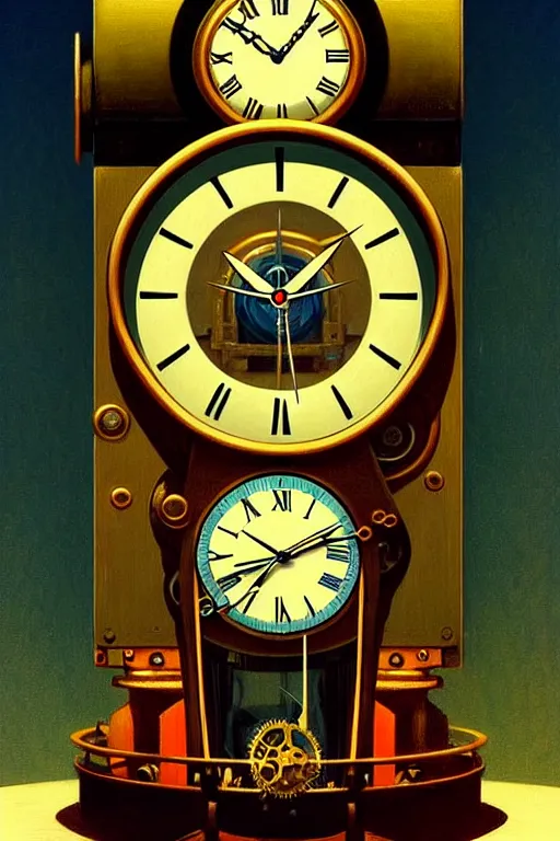 Image similar to steampunk pocket clock, edward hopper and james gilleard zdzislaw beksisnski higly detailed