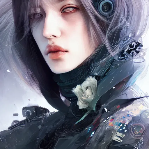 Image similar to portrait of a chaos goddess, soft lightning, high detailed, intricate, elegant, smooth, sharp focus, cyberpunk, high contrast, artstation, art by valentina remenar and sora kim,