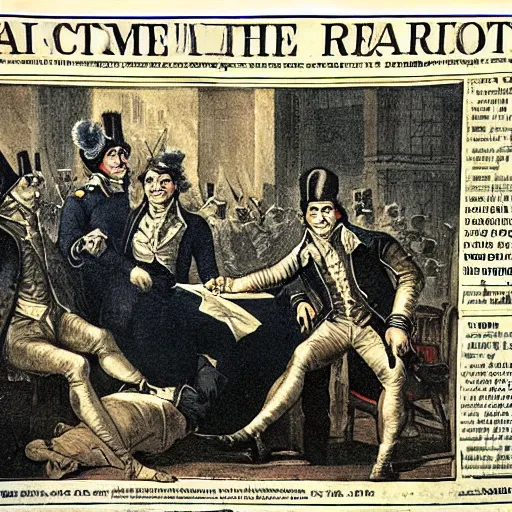 Prompt: Front page of Le Monde during the French Revolution of 1789