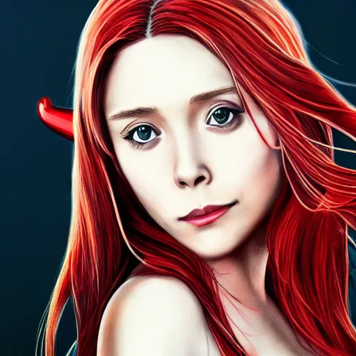 Image similar to Anime portrait of Elizabeth Olsen as Scarlet Witch, trending on artstation, artstationHD, artstationHQ, anime style, 4k, 8k