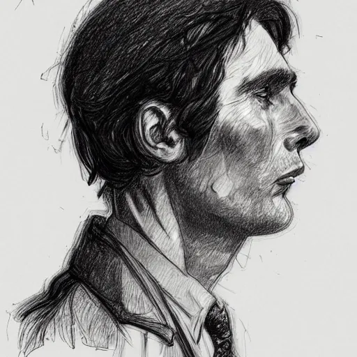 Image similar to a realistic yet scraggly portrait sketch of the side profile of a stern and sophisticated cillian murphy, trending on artstation, intricate details, in the style of frank auerbach, in the style of sergio aragones, in the style of martin ansin, in the style of david aja, in the style of mattias adolfsson