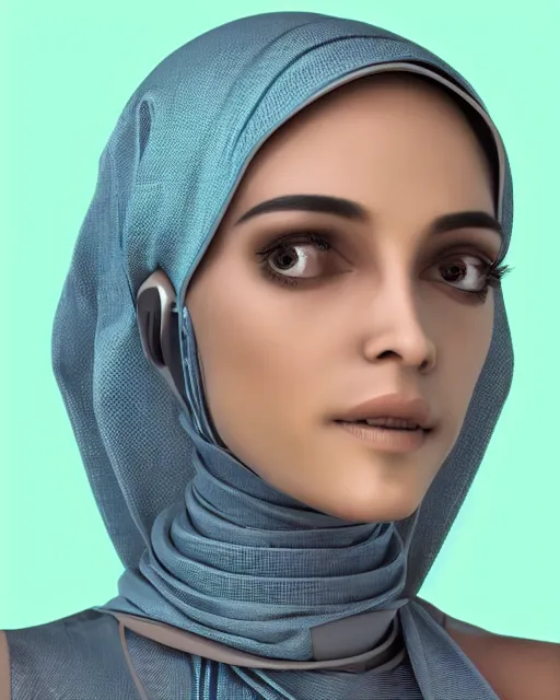 Prompt: a female robot wearing a hijab, realistic and detailed, 8 k