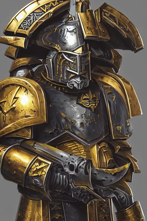 Image similar to armor portrait heros warhammer 4 0 k horus heresy fanart - the primarchs emperor by johannes helgeson animated with vfx concept artist & illustrator global illumination ray tracing hdr fanart arstation zbrush central hardmesh 8 k octane renderer comics stylized