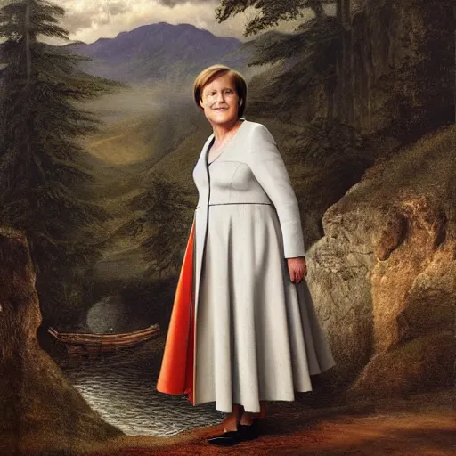 Prompt: a portrait of Angela Merkel in a scenic environment by Christensen, James C.