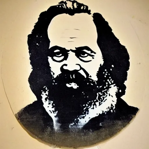 Image similar to beautiful cave painting portrait of karl marx