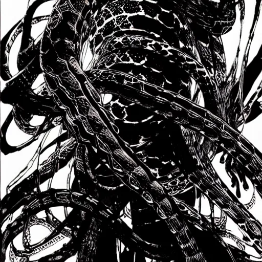 Image similar to A snake looking sinister, by Tsutomu Nihei, highly detailed