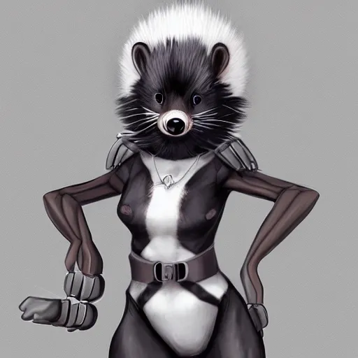 Prompt: a transhuman skunk fursona, highly detailed, by kawacy, trending on artstation, furry art