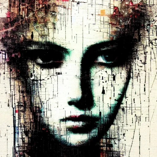 Prompt: portrait of a youthful beautiful women, mysterious, glitch effects, fading, sorrow, by Guy Denning, by Johannes Itten, by Russ Mills, centered, glitch art, polished, digital tech effects, clear skin, hacking effects, chromatic, cyberpunk, color blocking, digital art, concept art, abstract