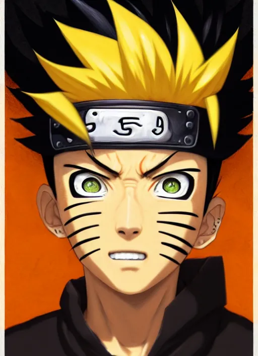 Image similar to highly detailed portrait of naruto uzumaki with black hair, punching a wall in a prison cell, art by greg rutkowski, loish, rhads, ferdinand knab, makoto shinkai and lois van baarle, ilya kuvshinov, rossdraws, tom bagshaw, global illumination, radiant light, detailed and intricate environment