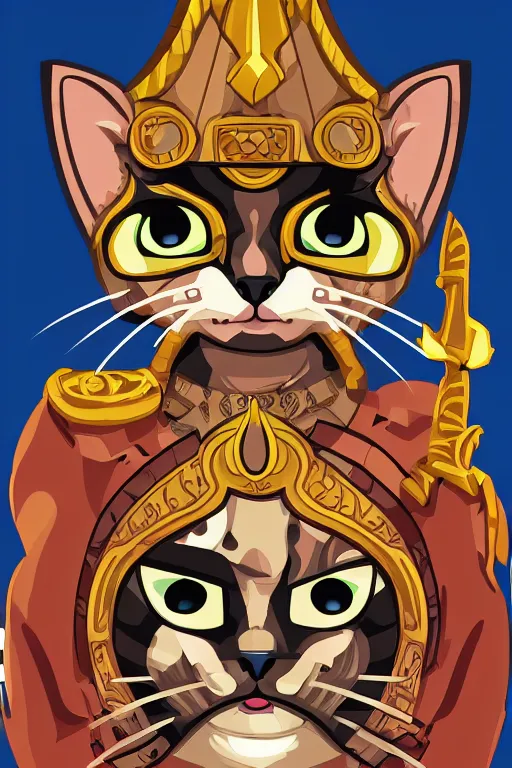 Image similar to A portrait of a kitten as evil warlord general, sticker, Anthropomorphized, portrait, highly detailed, colorful, illustration, smooth and clean vector curves, no jagged lines, vector art, smooth