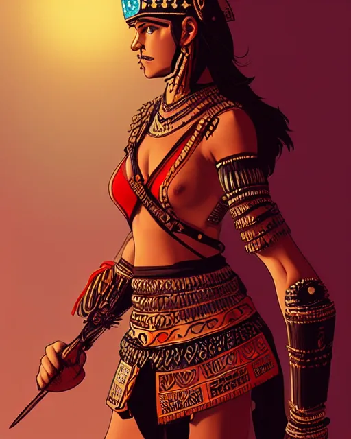 Prompt: aztec warrior, by ilya kuvshinov