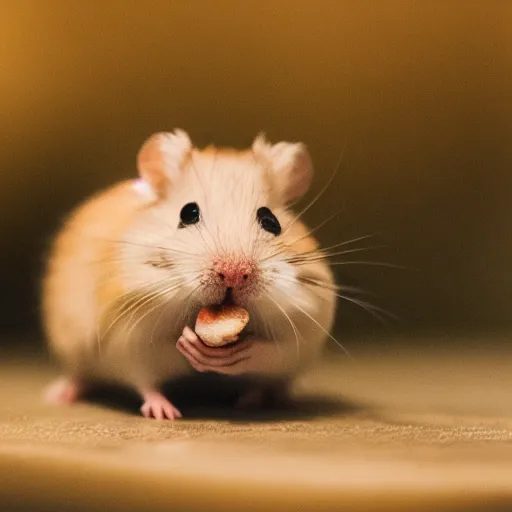 Prompt: a very tiny dwarf hamster : : eating and consuming a minuscule and tiny screaming little child : :, realistic, depth of field, bokeh blur, studio lighting, detailed, 4 k ultra hd
