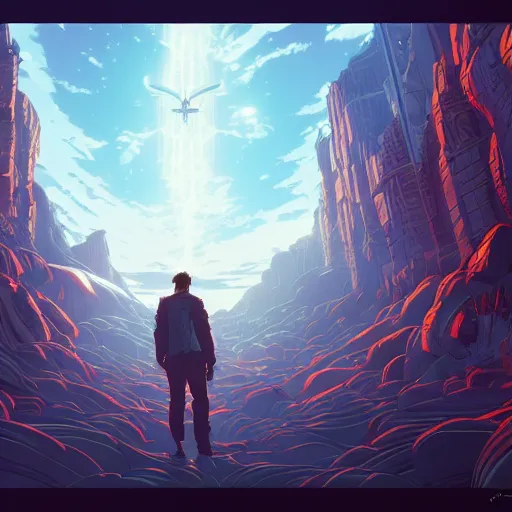 Prompt: the second coming of nathan fillion, by dan mumford, yusuke murata, makoto shinkai, ross tran, cosmic, heavenly, god rays, intricate detail, cinematic, 8 k, cel shaded, unreal engine, featured on artstation, pixiv