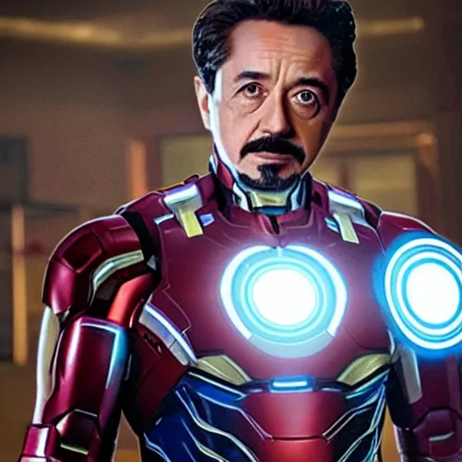 Image similar to moviestill of albert einstein as tony stark in ironman