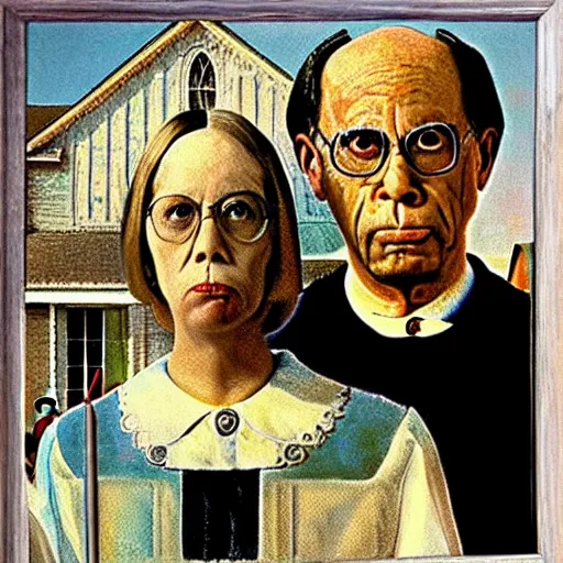 Image similar to “danny devito in american gothic”