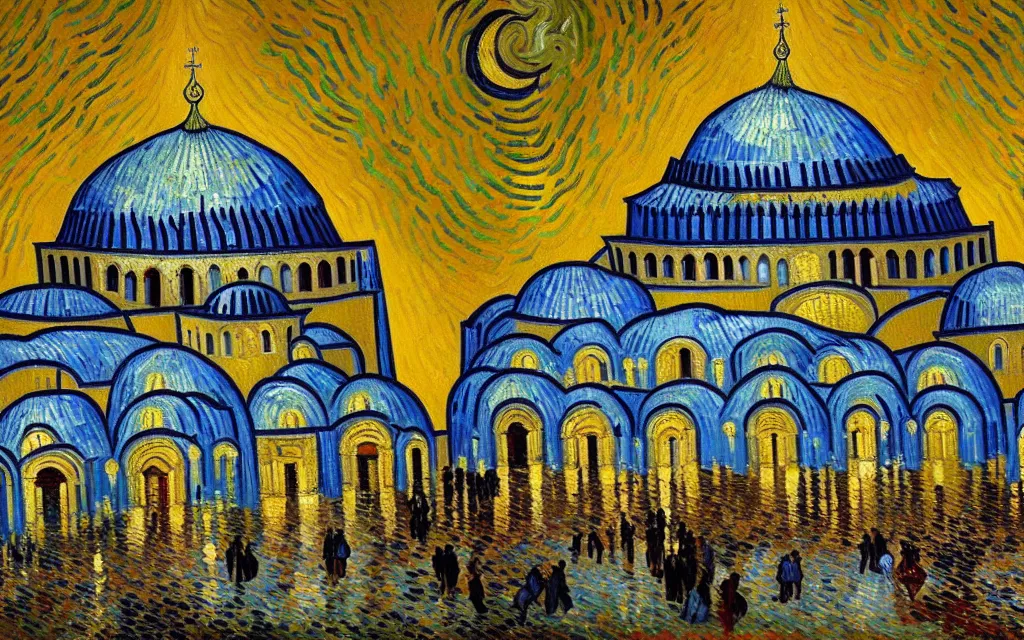 Image similar to detailed expressionist oil painting by van gogh of the hagia sophia church of constantinople, beautiful byzantine architecture, landscape painting, expressionism, 8 k resolution, smooth, sharp focus, matte painting