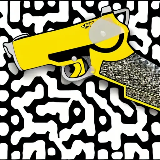 Image similar to a handgun that’s transforming into a bumblebee illustration