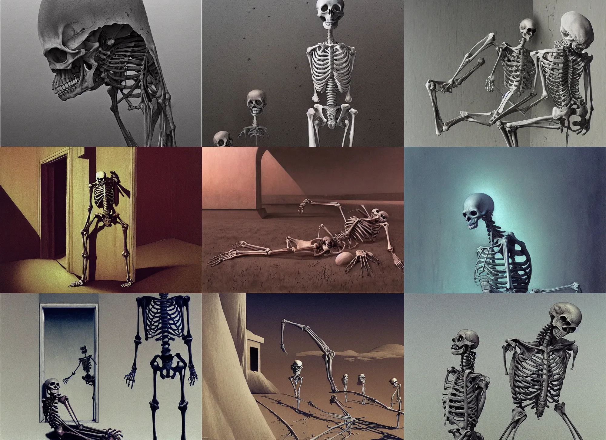 Image similar to skeleton, highly detailed, science fiction, Edward Hopper and James Gilleard, Zdzislaw Beksinski highly detailed