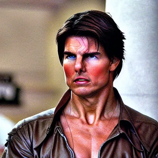 Prompt: Still of Tom Cruise as Ryu in Street Fighter