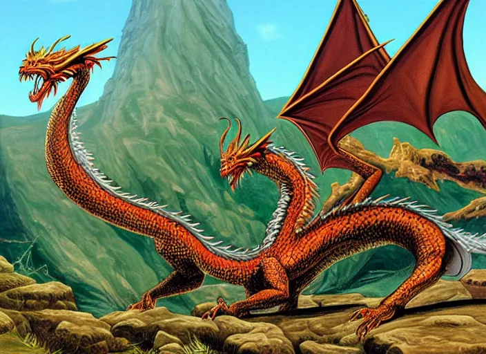 Prompt: a painting of a dragon by larry elmore