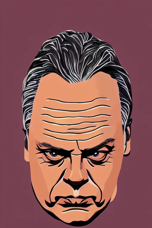 Prompt: minimalist boho style art of mad viktor orban, illustration, vector art