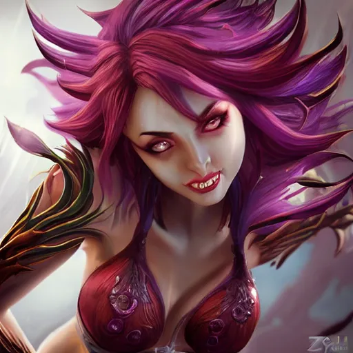 Image similar to Zyra from League of Legends highly detailed, hyper realistic